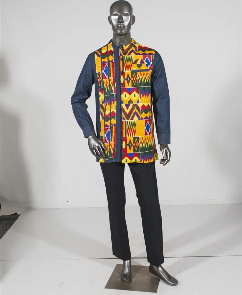 Green Dashiki Cotton Men's Shirt-Men Shirts-LeStyleParfait