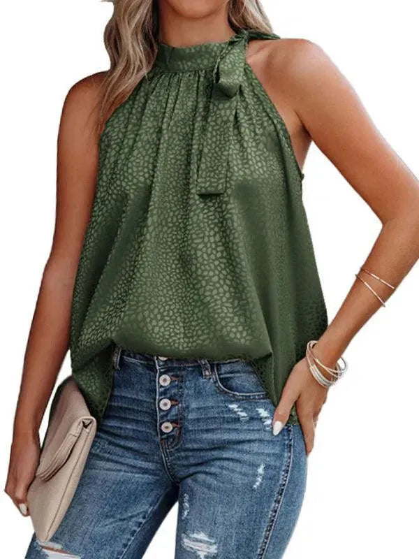 Halter Neck Bow Tie Women Top - Women Tops & Blouses | LeStyleParfait-Women Tops