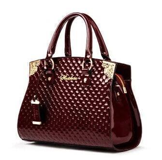 Handbags, Patent Leather Handbags, Burgudy, Black - Bag - LeStyleParfait Kenya