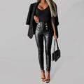 High Waist Leather Women Pants - Women Pants - LeStyleParfait
