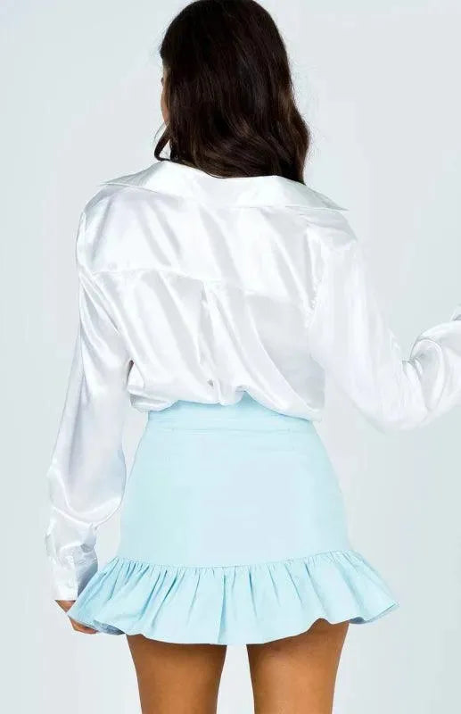 High-Waisted Pleated Ruffle Mini Skirt - Pleated Ruffle Mini Skirt - LeStyleParfait