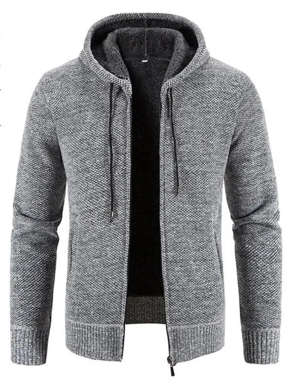 LeStyleParfait Men's Sweaters Casual Cardigan Plain-Solid Hood Long Sleeves-Cardigan Sweater