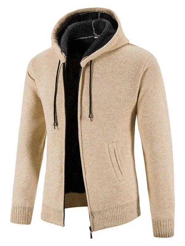 LeStyleParfait Men's Sweaters Casual Cardigan Plain-Solid Hood Long Sleeves-Cardigan Sweater