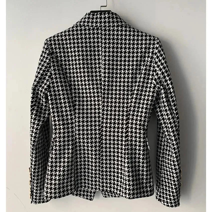 Houndstooth Blazer Women - Casual - Plaid - Double-Breasted Blazer - LeStyleParfait