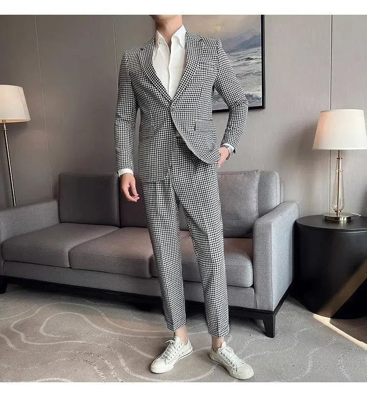 Houndstooth Prom Suit - Men's Suit - LeStyleParfait