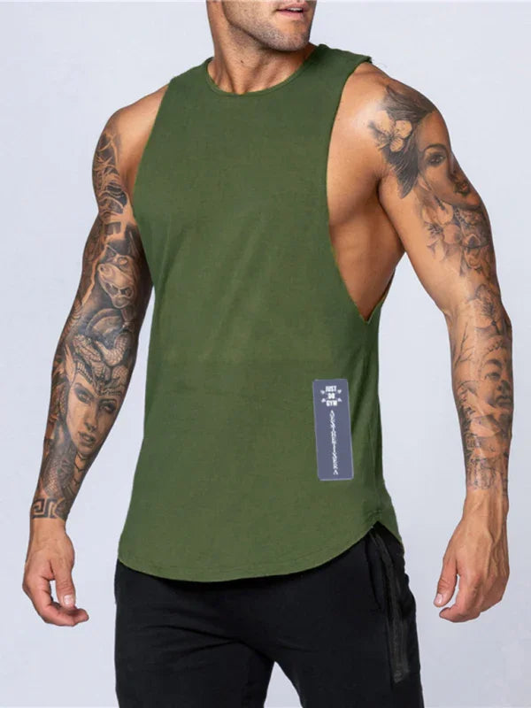 Gilet de sport pour homme, col rond, couleur unie, décontracté, respirant, coupe ajustée 