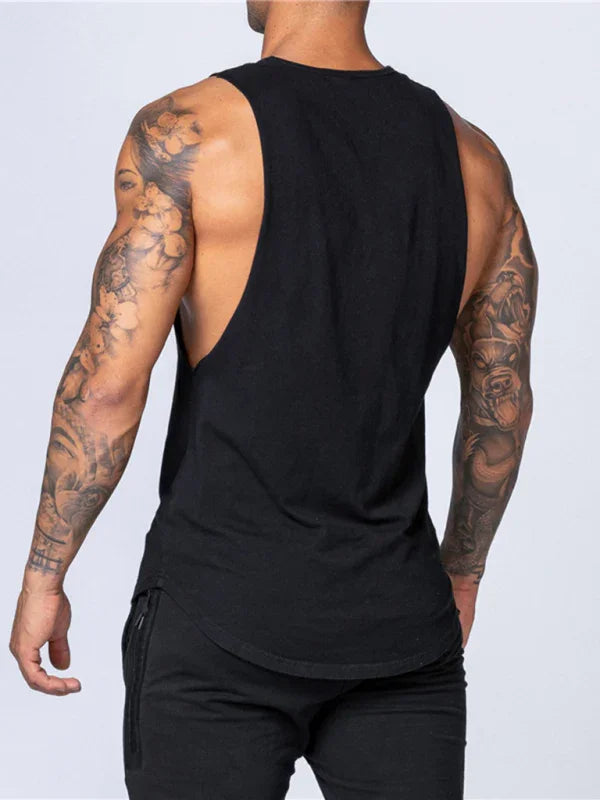 Gilet de sport pour homme, col rond, couleur unie, décontracté, respirant, coupe ajustée 