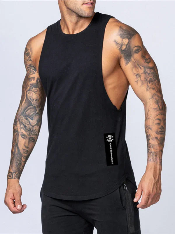 Gilet de sport pour homme, col rond, couleur unie, décontracté, respirant, coupe ajustée 