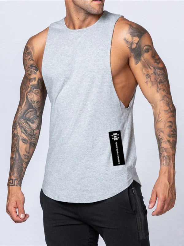 Gilet de sport pour homme, col rond, couleur unie, décontracté, respirant, coupe ajustée 