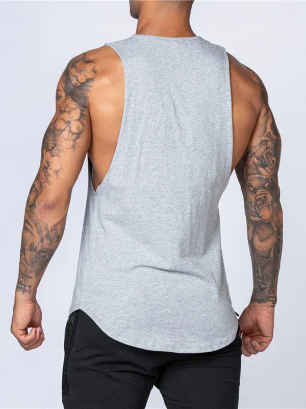 Gilet de sport pour homme, col rond, couleur unie, décontracté, respirant, coupe ajustée 