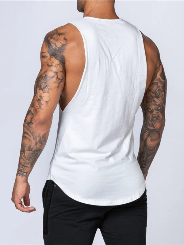 Gilet de sport pour homme, col rond, couleur unie, décontracté, respirant, coupe ajustée 