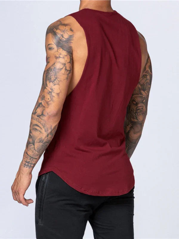 Gilet de sport pour homme, col rond, couleur unie, décontracté, respirant, coupe ajustée 