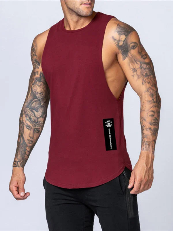 Gilet de sport pour homme, col rond, couleur unie, décontracté, respirant, coupe ajustée 