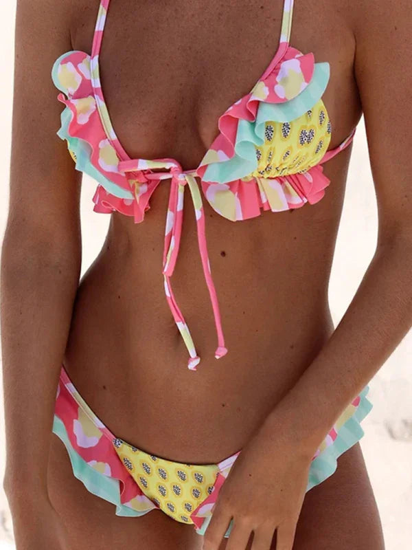 Women Floral Triangle Bikini Set