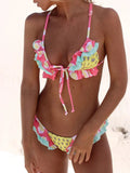 Women Floral Triangle Bikini Set