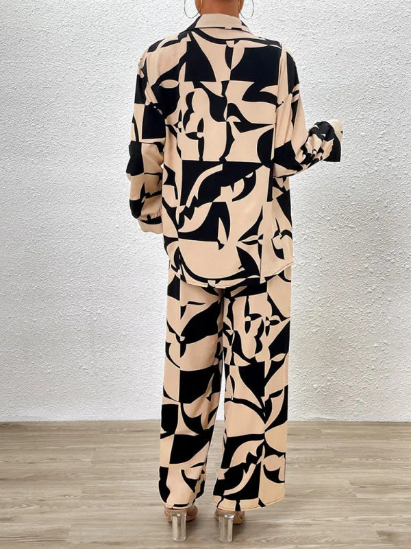 Stylish Women Abstract Print Two-Piece Set