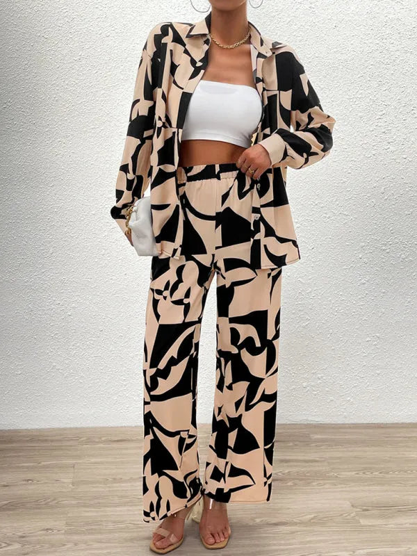 Stylish Women Abstract Print Two-Piece Set