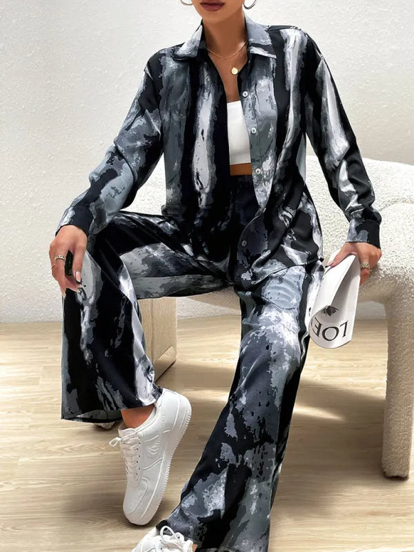 Stylish Women Abstract Print Two-Piece Set