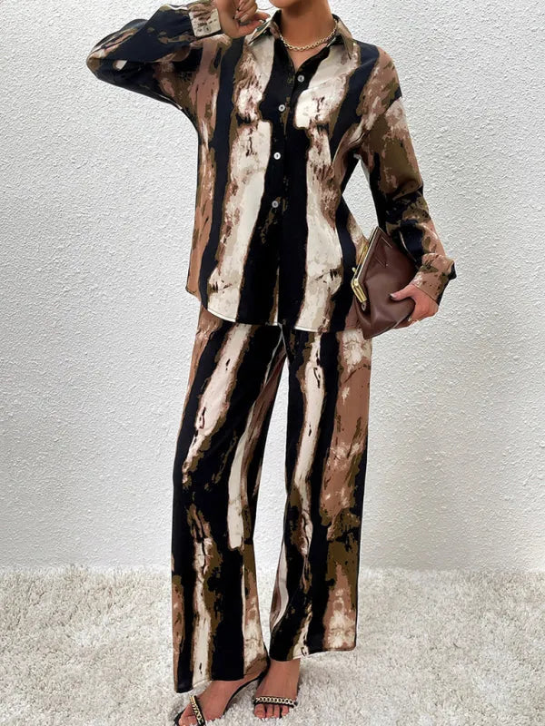 Stylish Women Abstract Print Two-Piece Set