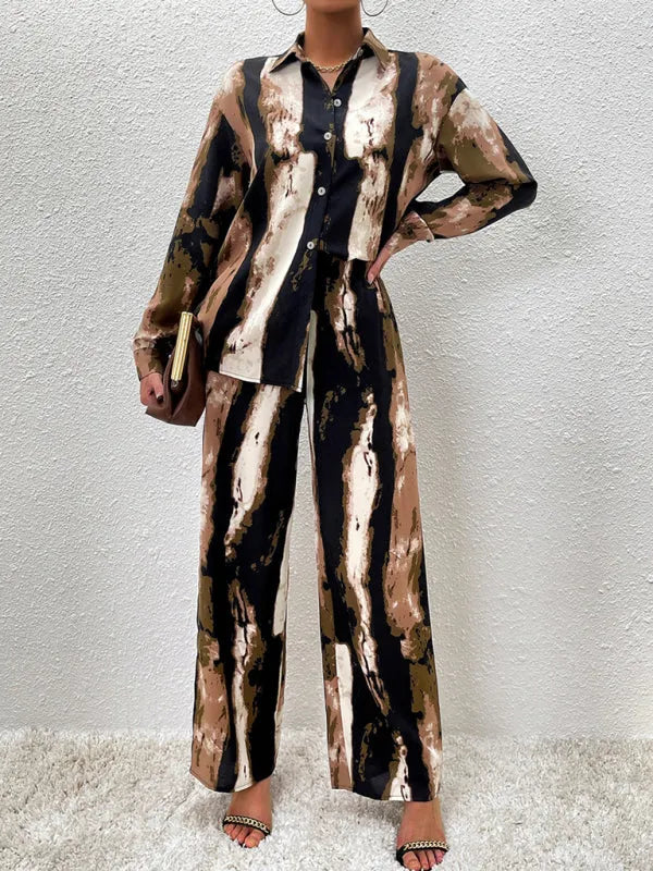 Stylish Women Abstract Print Two-Piece Set