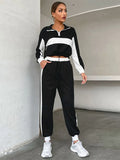 Stylish Women Colorblock Jogger Two-Piece Set