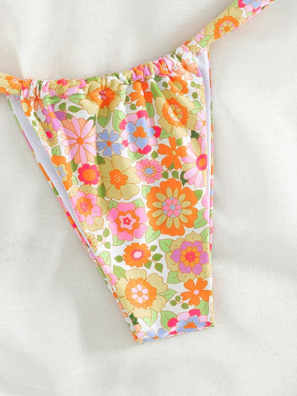 Women Floral String Bikini Set