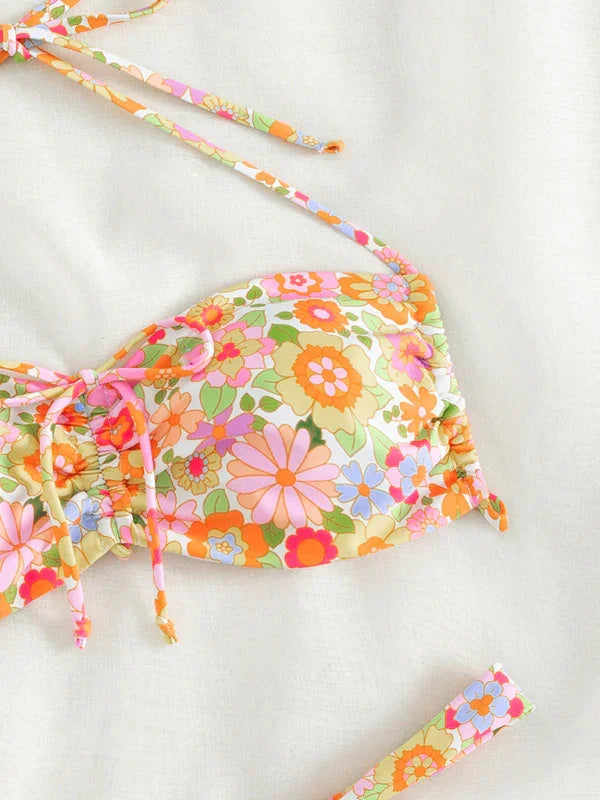 Women Floral String Bikini Set