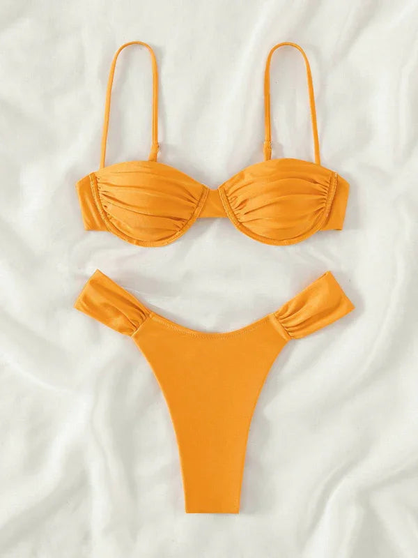 Ensemble bikini vert à armatures pour femme