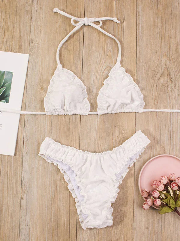 Women Pink Minimal Triangle Bikini Set