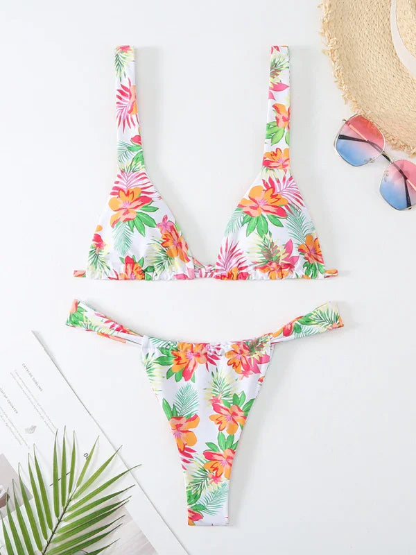 Women Floral High Cut Bikini Set