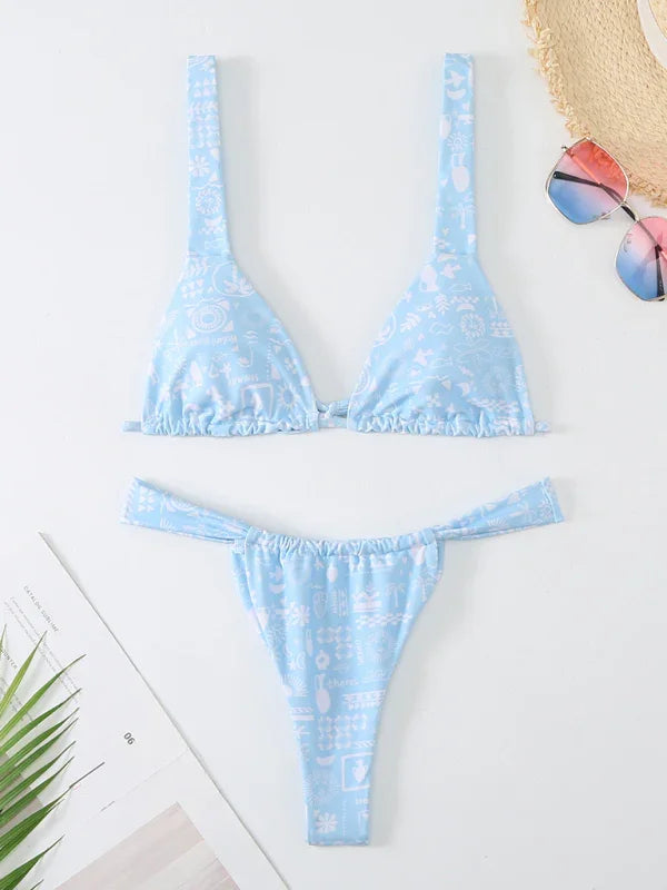 Women Floral High Cut Bikini Set