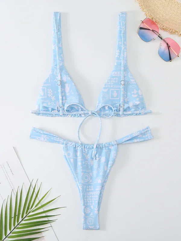 Women Floral High Cut Bikini Set