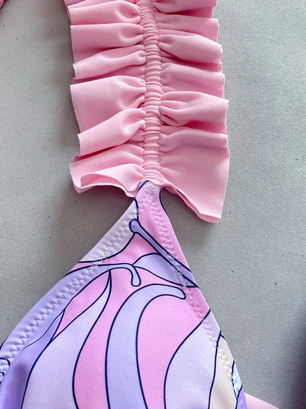 Women Abstract Triangle Bikini Set