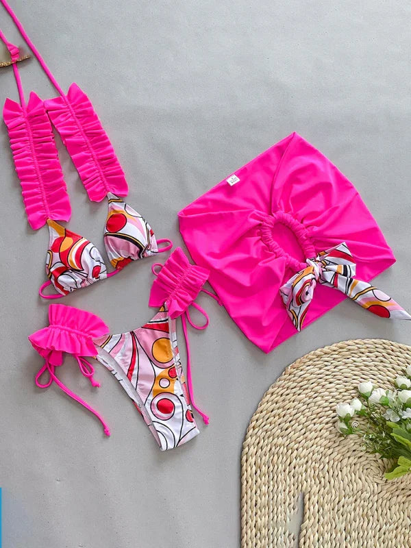 Women Abstract Triangle Bikini Set