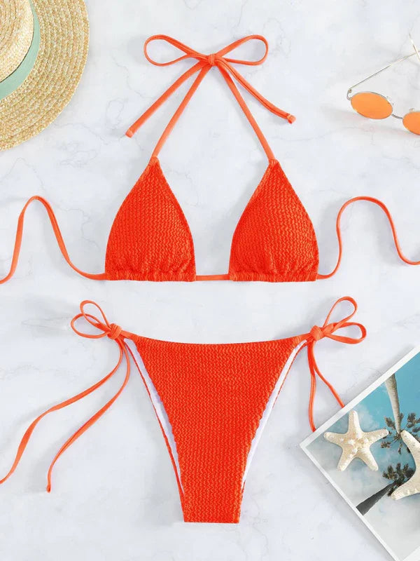 Women Pink String Bikini Set