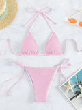 Ensemble de bikini ficelle rose pour femme