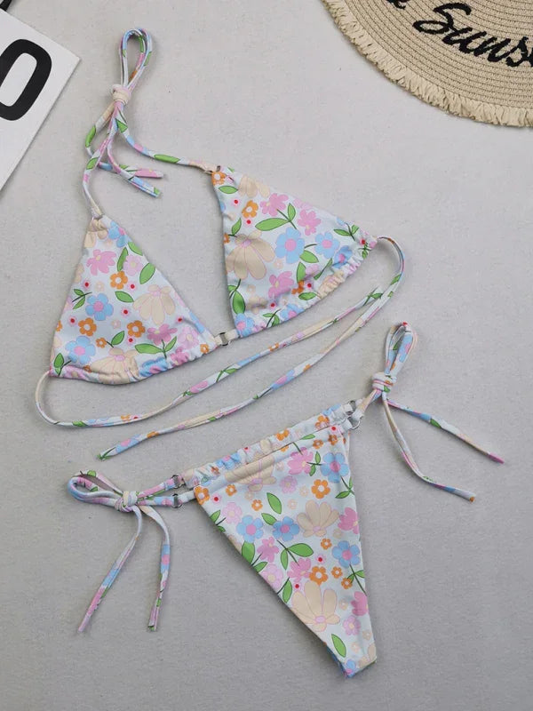 Ensemble de bikini ficelle à pois pour femme