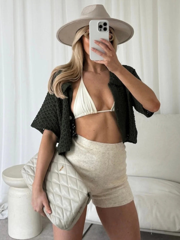 Boho Crochet V-Neck Maxi Dress