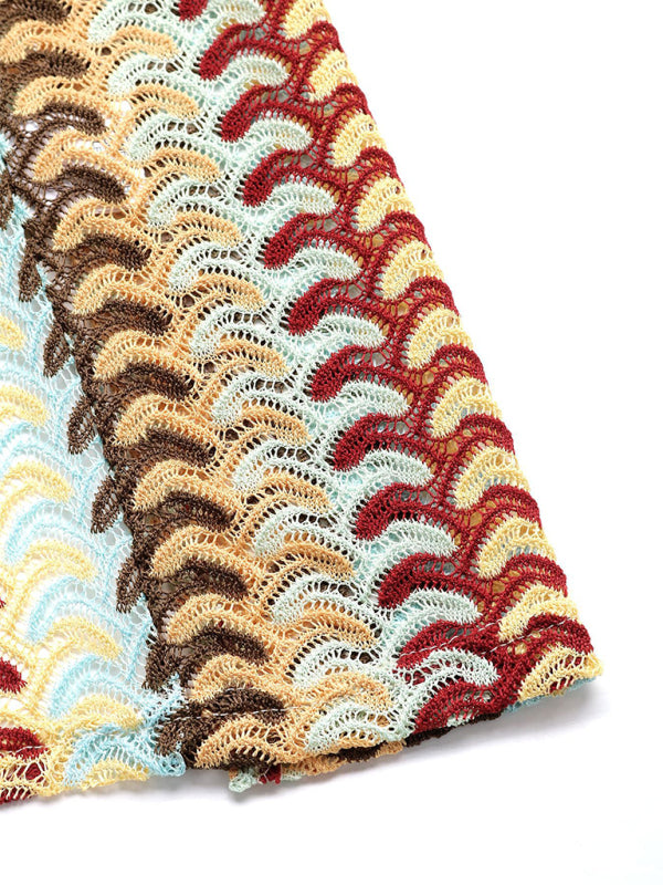 Chic Striped Strapless Knit Midi Dress