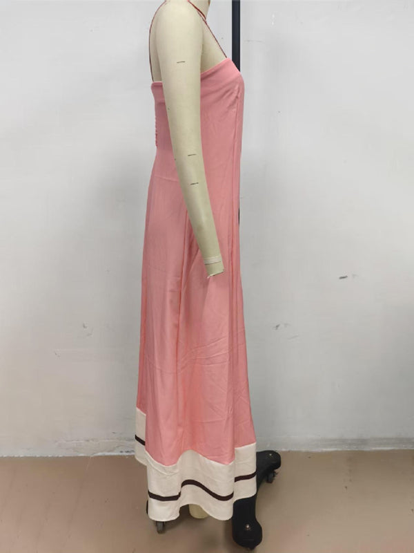 Chic Pink Strapless Maxi Dress
