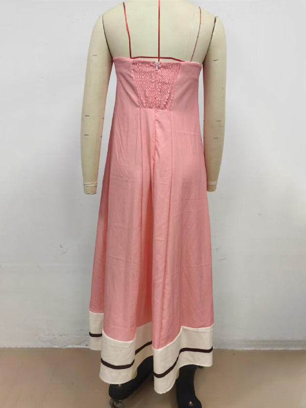Chic Pink Strapless Maxi Dress