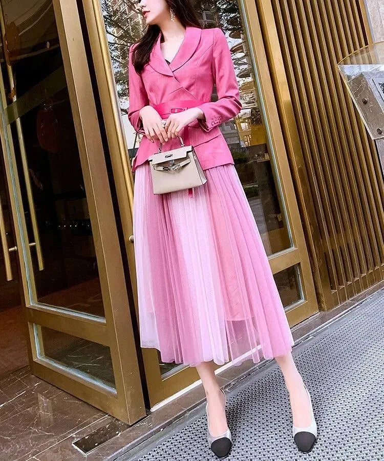 Irregular Blazer Skirt Suit - Skirt Suit - LeStyleParfait