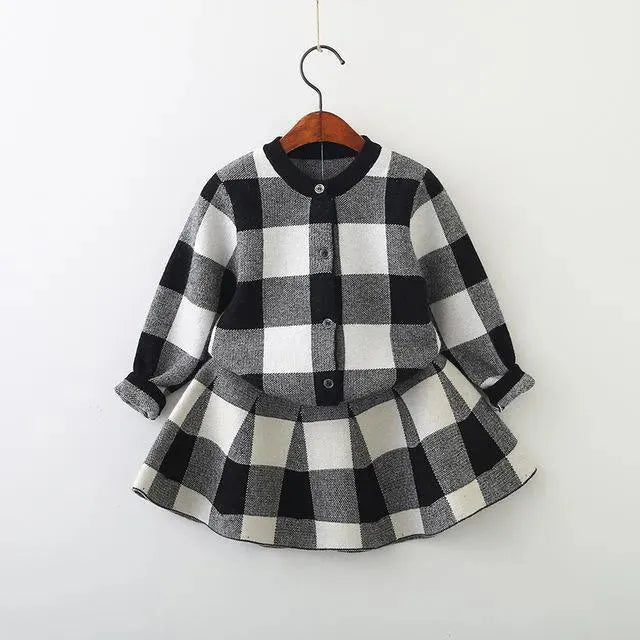 Kids Clothing Set Girls Plaid Skirt Suit - Kids Clothing Set - LeStyleParfait