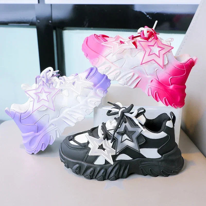 Kids' Sneakers - Chunky Sneakers - Lace-Up Spring-Autumn Shoes