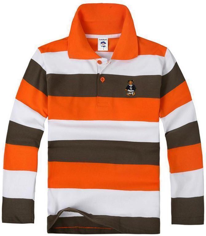 Kids T-Shirts, Boys Polo T-Shirts, Striped, Brown - T-Shirts - LeStyleParfait Kenya