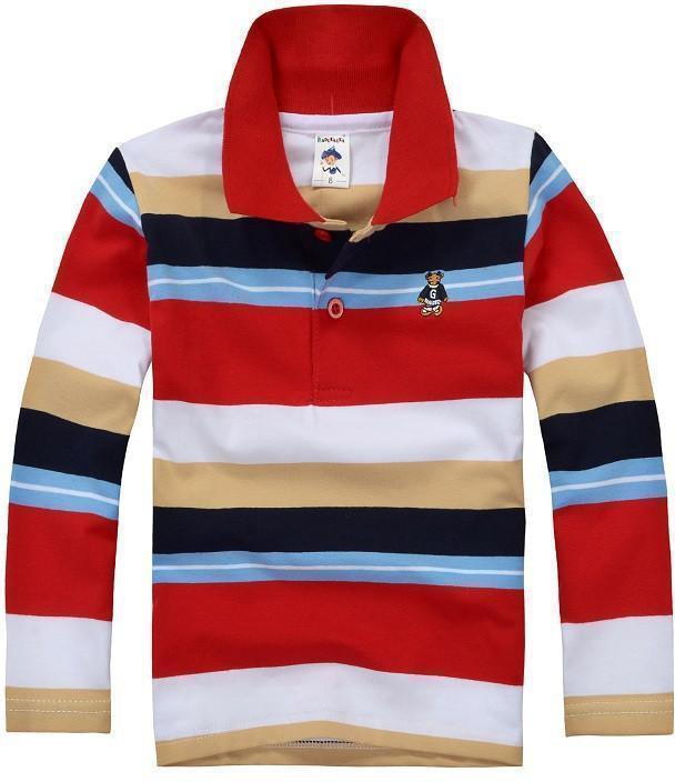 Kids T-Shirts, Boys Polo T-Shirts, Striped, Red - T-Shirts - LeStyleParfait Kenya