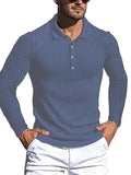 LeStyleParfait Men's T-Shirts Casual Polo Plain-Solid Long Sleeves-Polo Shirt