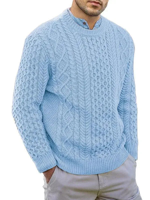 Knitted Round Neck Cable Men Pullover Sweater - Pullover Sweater - LeStyleParfait