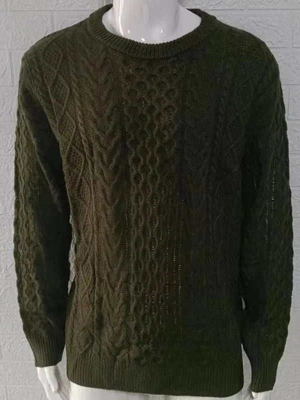 Knitted Round Neck Cable Men Pullover Sweater - Pullover Sweater - LeStyleParfait