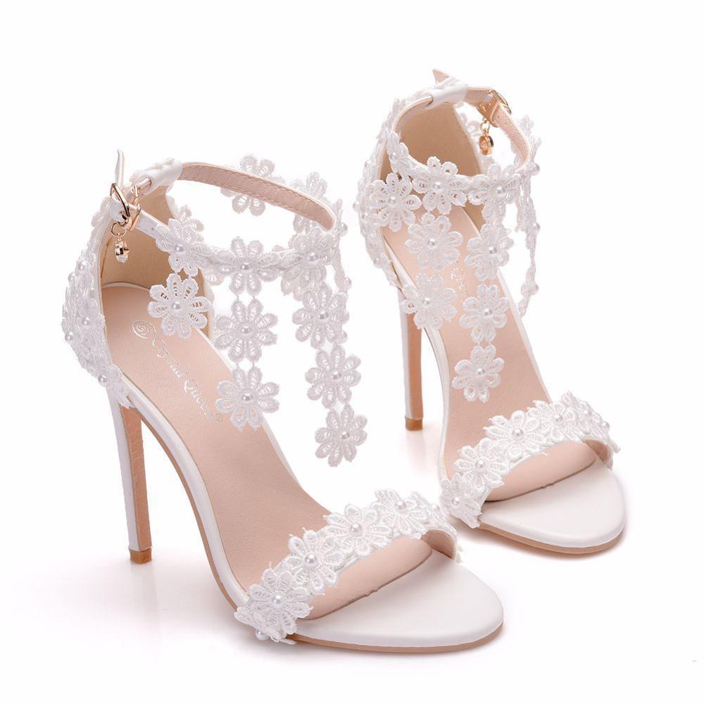 Lace Ankle Strap Sandals, Bridal Wedding Shoes - Shoes - LeStyleParfait Kenya